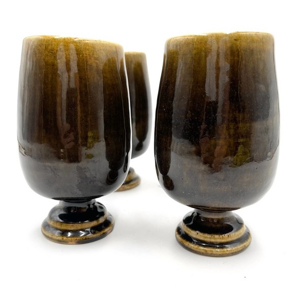 VINTAGE Thai Celadon RARE wine glasses olive green - set of 4 - Picture 3 of 13